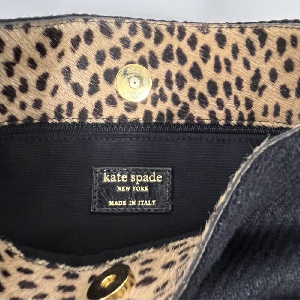 ❤️SOLD❤️ Kate Spade Wool Bag Black Animal Print Pony Hair‎ Trim Made in Italy - Picture 10 of 11